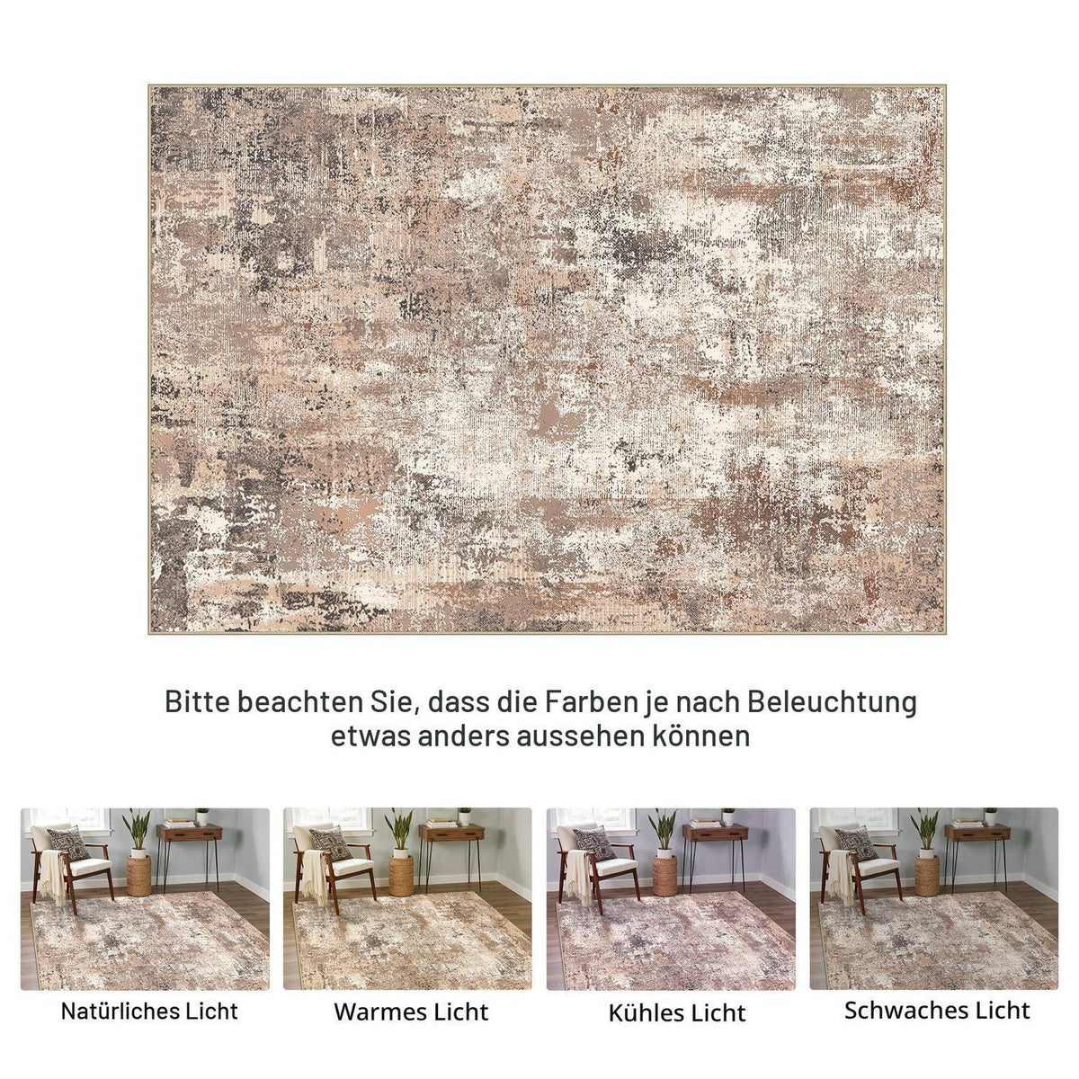 Moderner Wohnzimmerteppich 200x290 cm Taupe – Waschbar & Rutschfest
