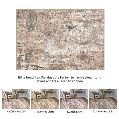 Moderner Wohnzimmerteppich 200x290 cm Taupe – Waschbar & Rutschfest