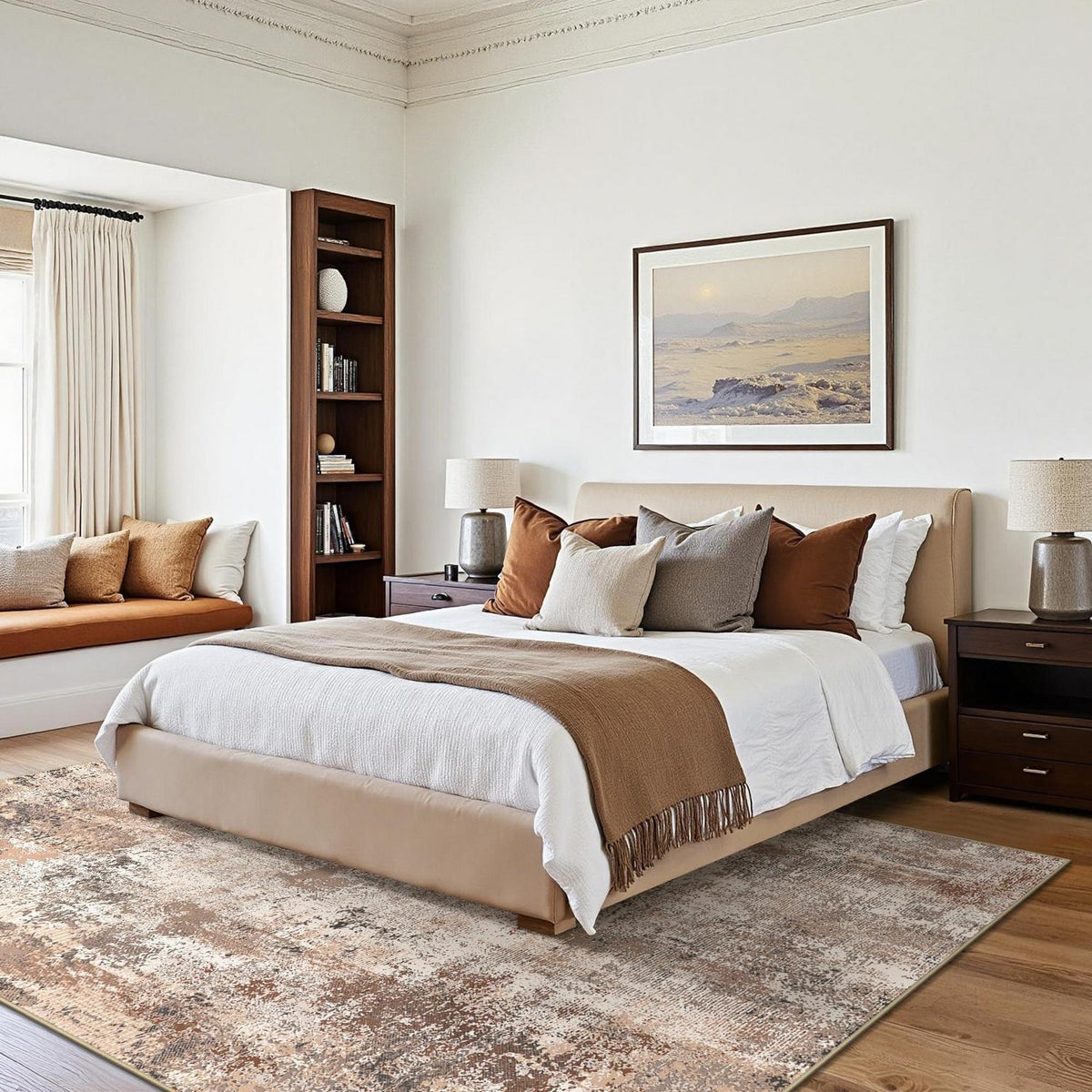 Moderner Wohnzimmerteppich 200x290 cm Taupe – Waschbar & Rutschfest