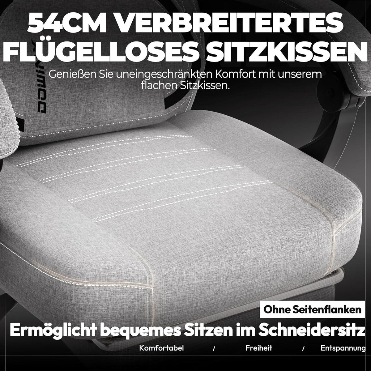 Stoff-Gaming-Stuhl mit Fußstütze und Lendenstütze, ergonomischer