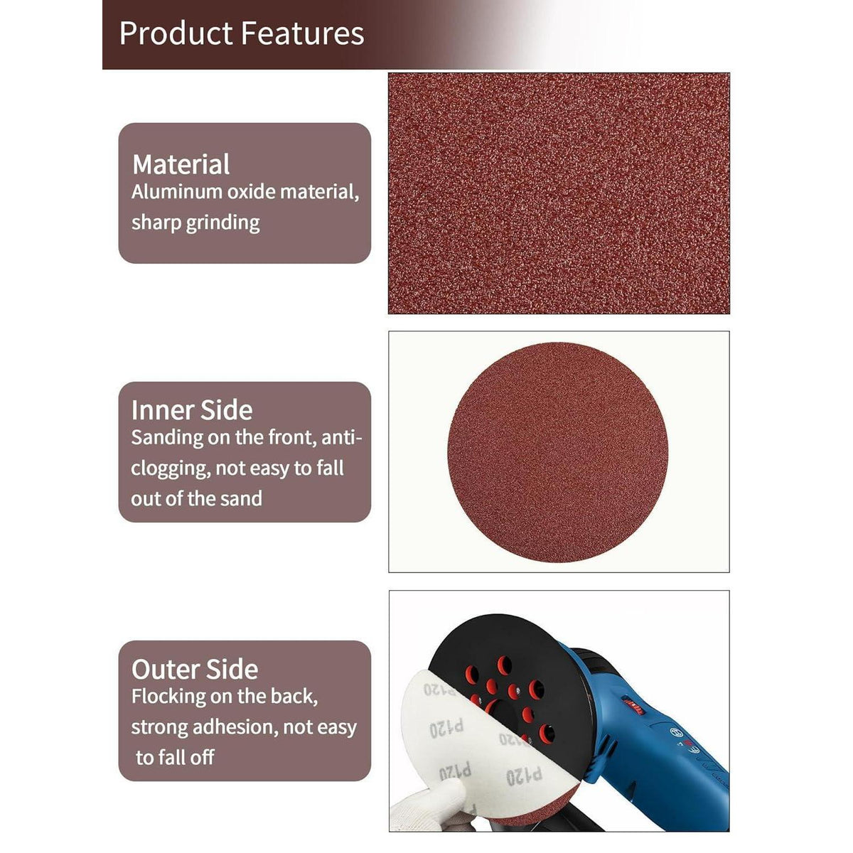 Schleifpapier 100mm Klett 60er Körnung, 60 Stück