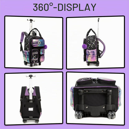 Schultrolley Mädchen Lila & Schwarz – Kinder Trolley Rucksack