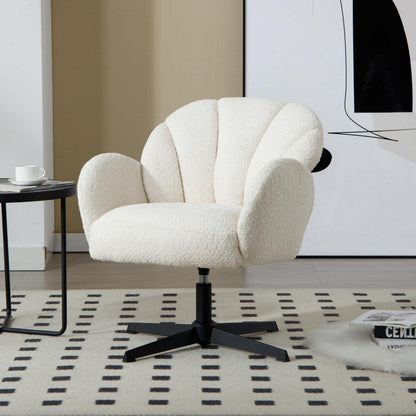 Drehbarer Ohrensessel mit Kunstfell – Weißer Loungesessel für Wohnzimmer