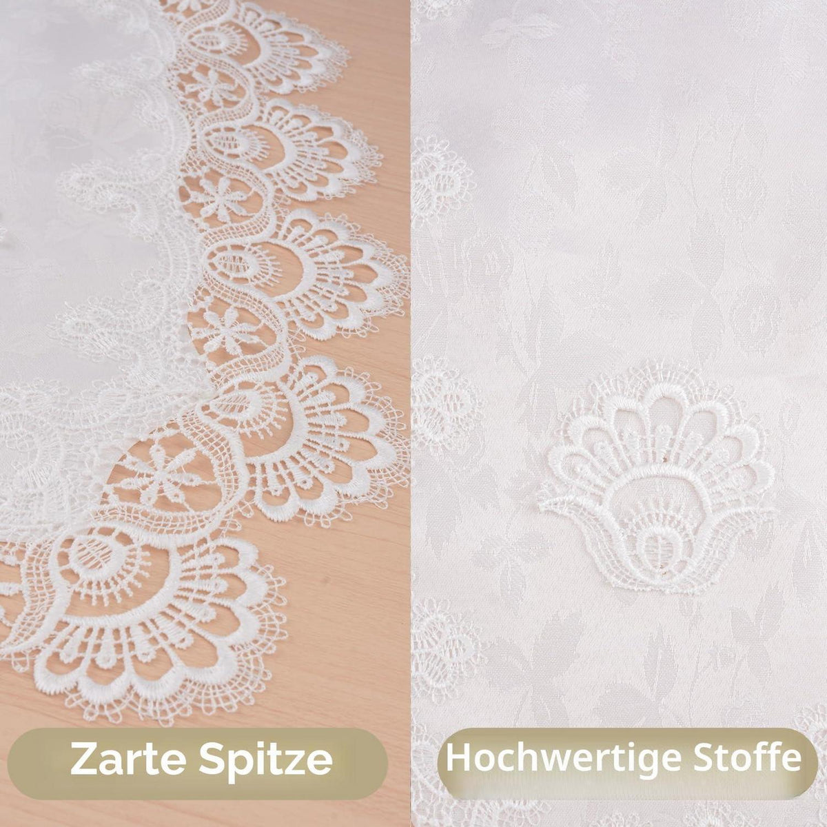 Ovaler Tischläufer Spitze 40x90cm – Gestickte Tischdecke Weiß