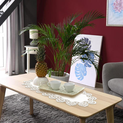 Ovaler Tischläufer Spitze 40x90cm – Gestickte Tischdecke Weiß