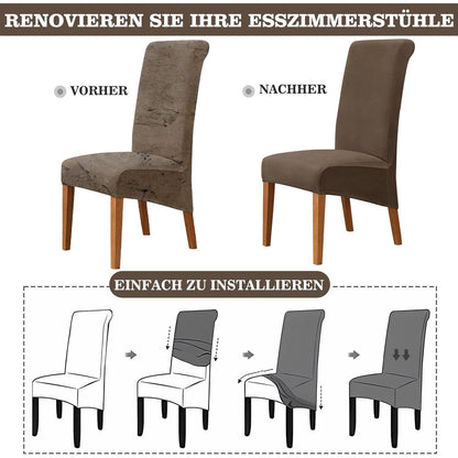 Samt Stuhlhussen 6er Set – Stretchbezüge für Esszimmerstühle
