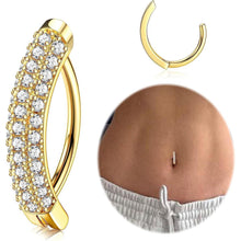 Bauchnabelpiercing Gold Chirurgenstahl mit Zirkonia Perle 14G
