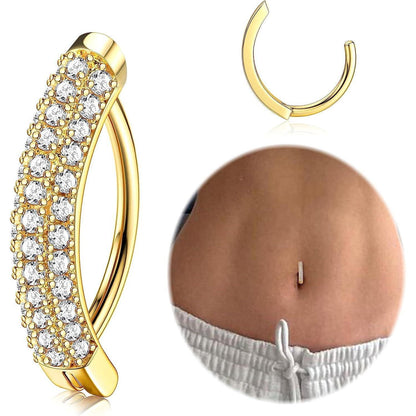 Bauchnabelpiercing Gold Chirurgenstahl mit Zirkonia Perle 14G