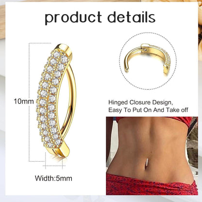 Bauchnabelpiercing Gold Chirurgenstahl mit Zirkonia Perle 14G