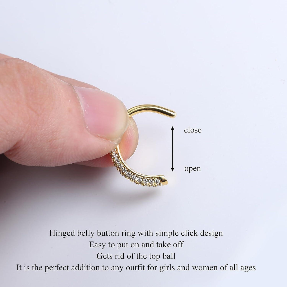 Bauchnabelpiercing Gold Chirurgenstahl mit Zirkonia Perle 14G