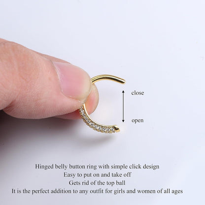 Bauchnabelpiercing Gold Chirurgenstahl mit Zirkonia Perle 14G