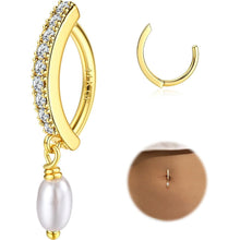 Bauchnabelpiercing Gold Chirurgenstahl mit Zirkonia Perle 14G