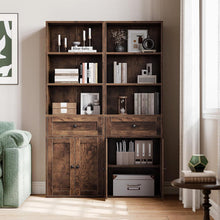 Bücherregal mit Türen & Schublade – Braun, 5 Ebenen