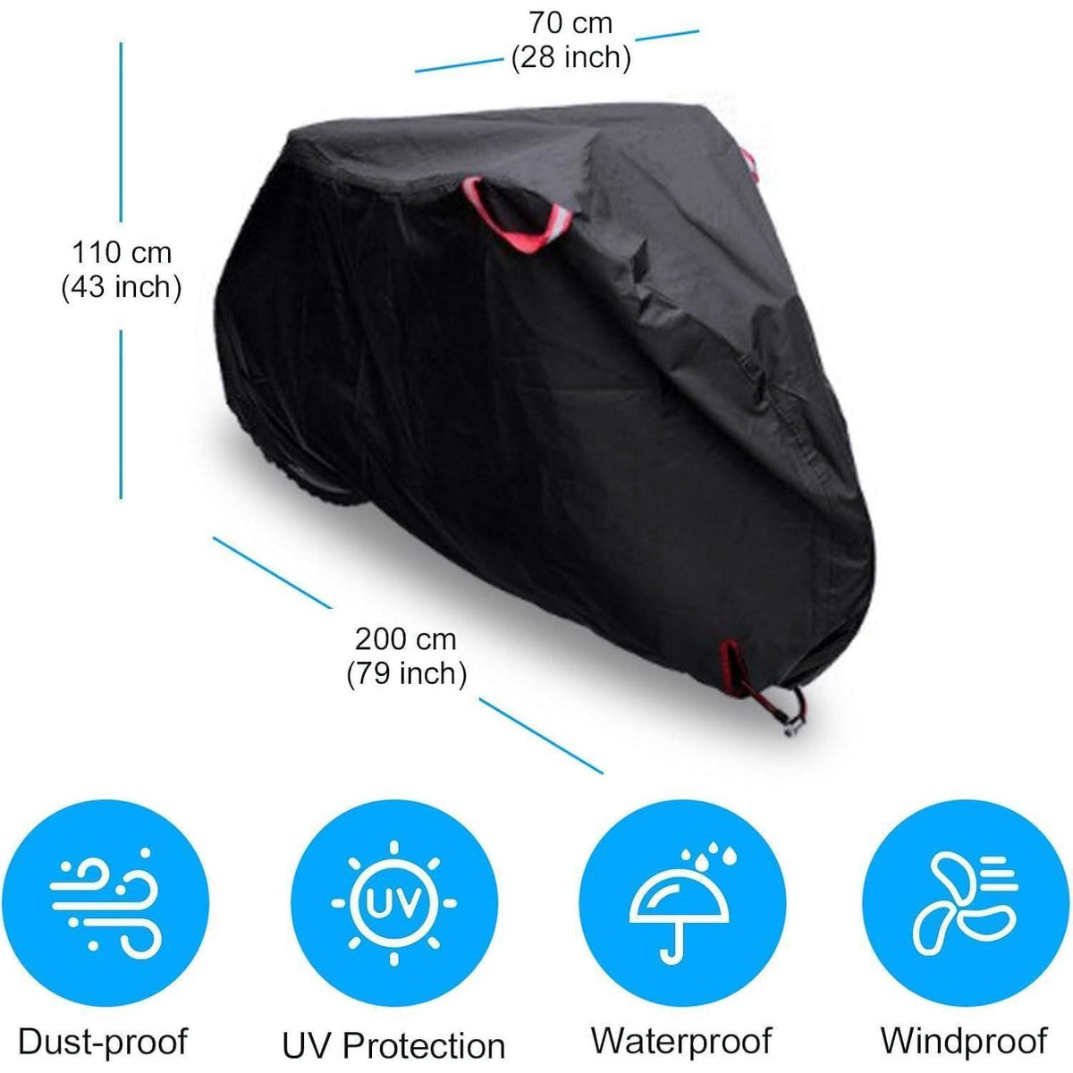 Wasserdichte Fahrradabdeckung 200x70x110cm mit Schlossloch