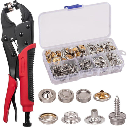 Druckknopfzange mit 3 Matrizen & 40 Knöpfen für Leder, Stoff, Canvas
