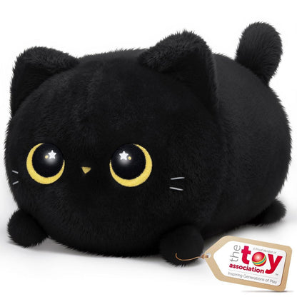 Schwarze Katze Plüschtier – 40cm Kuschelkissen & Geschenk