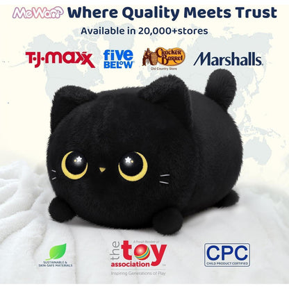 Schwarze Katze Plüschtier – 40cm Kuschelkissen & Geschenk