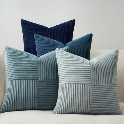 4er Set Sofakissenbezug Blau 45x45 cm Farbverlauf