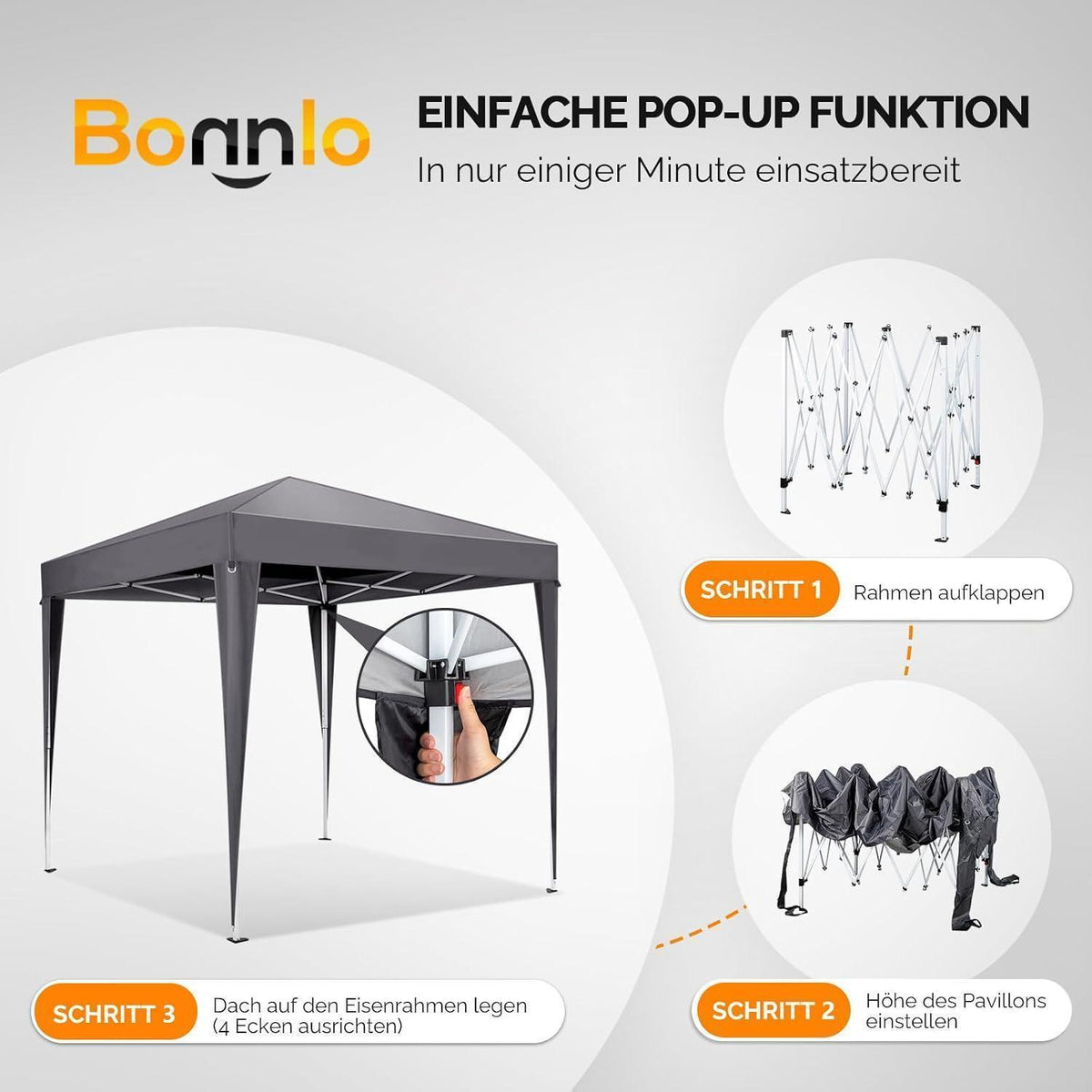 Faltpavillon 3x3m – Wasserdicht & Höhenverstellbar mit Zubehör
