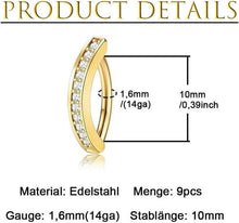 9er Set Bauchnabelpiercing Ringe 14ga 10mm Clicker Schmuck