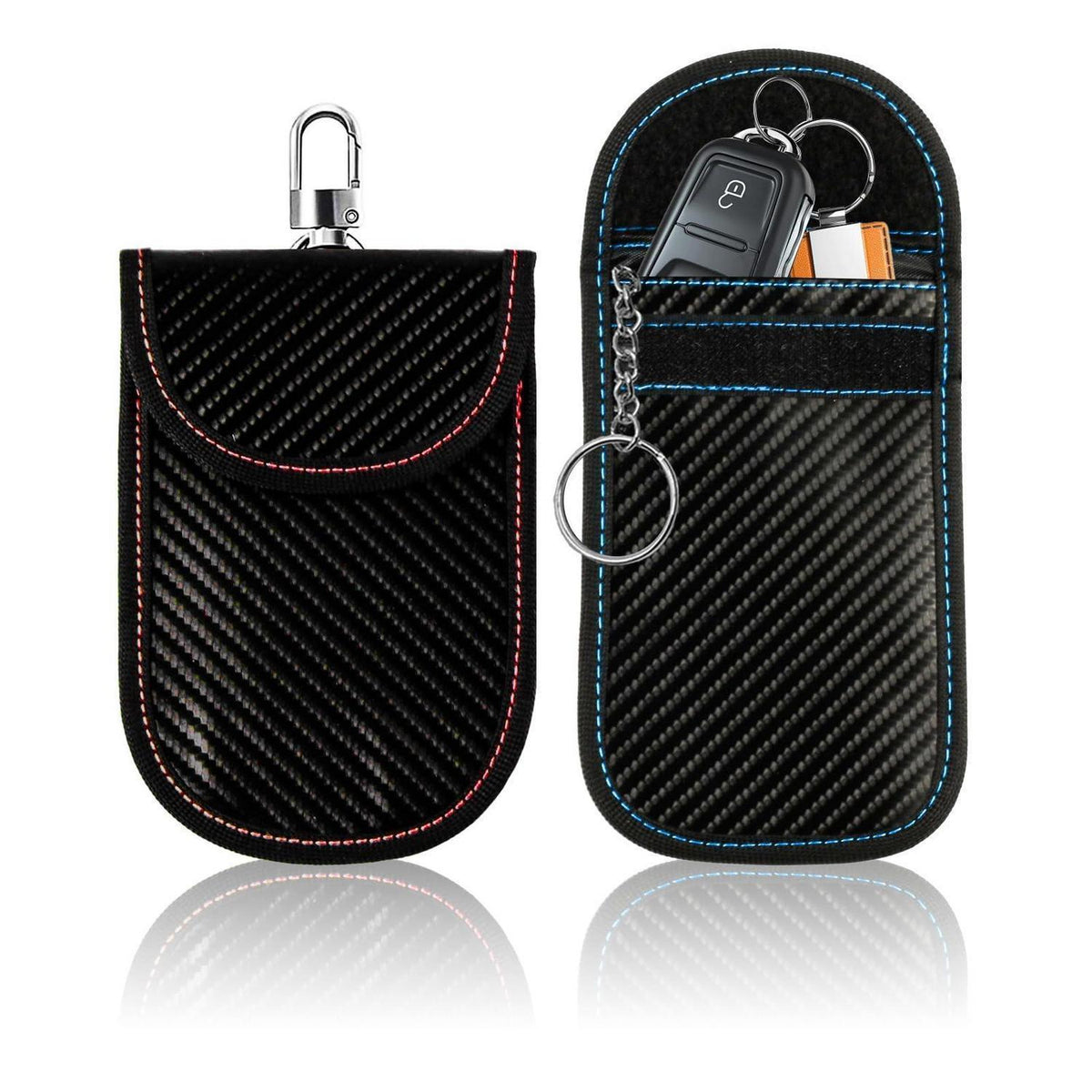 2x Keyless Go Schutzhülle mit RFID Blocker – Rot & Blau