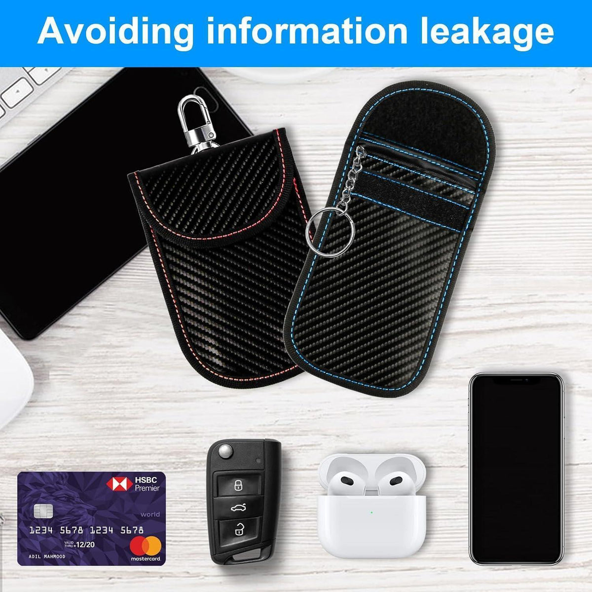 2x Keyless Go Schutzhülle mit RFID Blocker – Rot & Blau