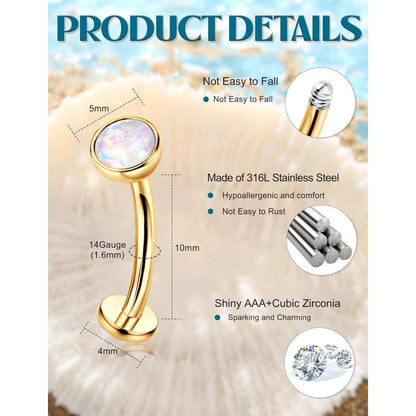9er Set Bauchnabelpiercing Chirurgenstahl, Silber/Gold CZ Clicker