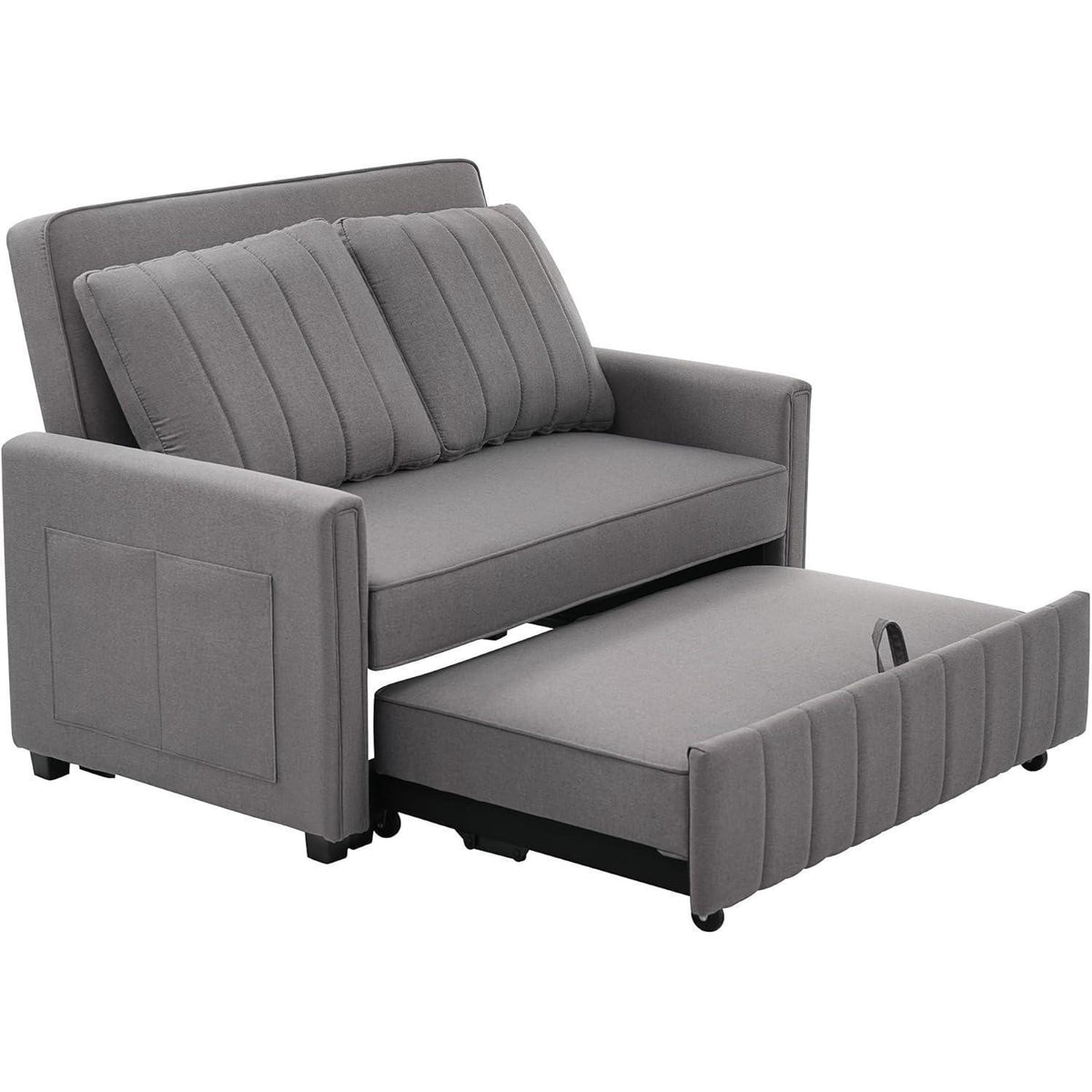 2-Sitzer Schlafsofa mit Bettkasten & verstellbarer Lehne (Antik Grau)