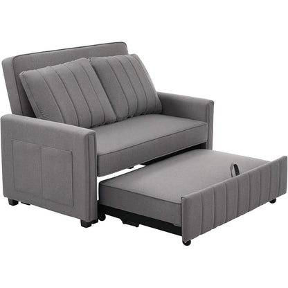 2-Sitzer Schlafsofa mit Bettkasten & verstellbarer Lehne (Antik Grau)