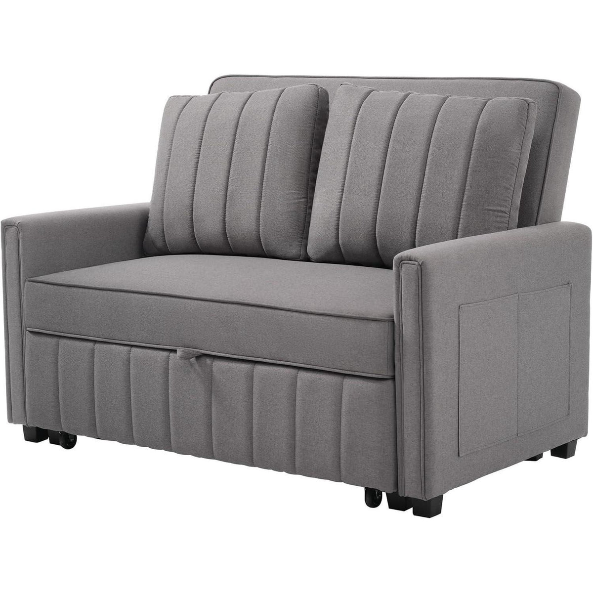 2-Sitzer Schlafsofa mit Bettkasten & verstellbarer Lehne (Antik Grau)