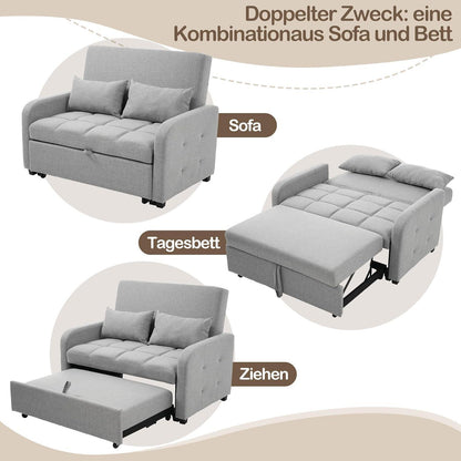 Schlafsofa 2-Sitzer mit Bettkasten & Verstelllehne (Antik Grau)