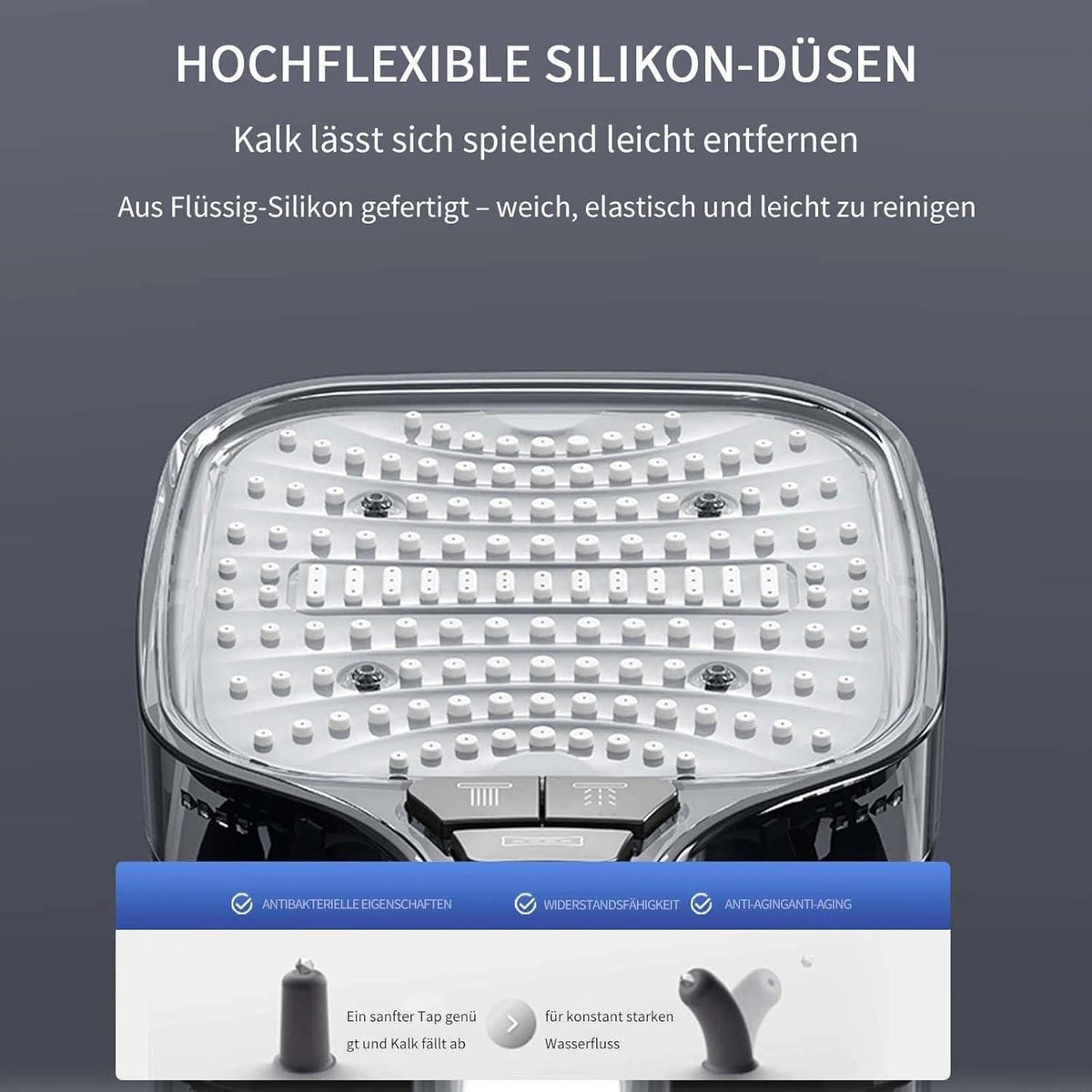 Hochdruck Duschkopf Handbrause 8 Strahlarten Regendusche Silber