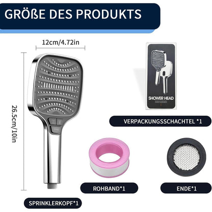 Hochdruck Duschkopf Handbrause 8 Strahlarten Regendusche Silber