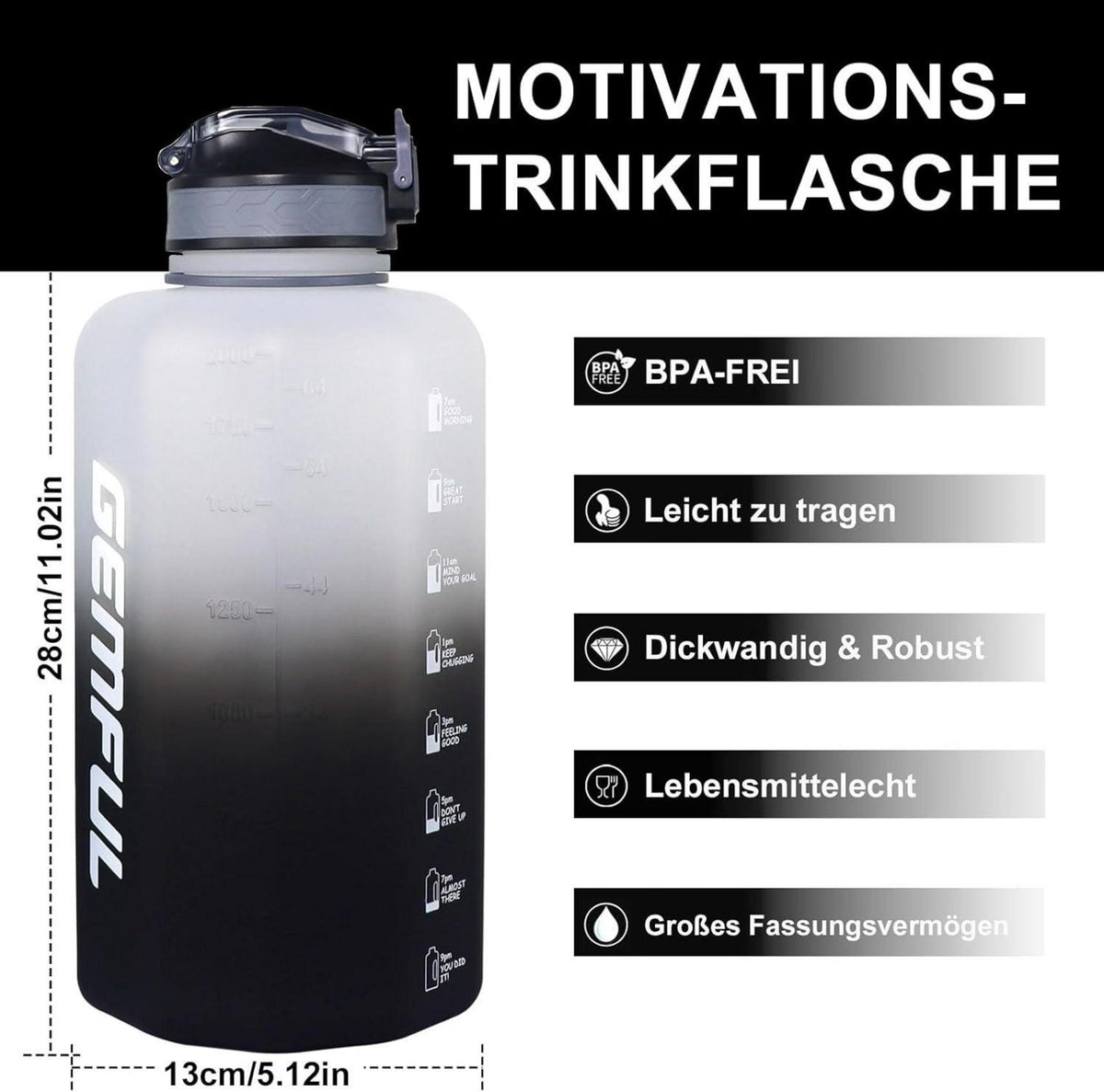 Sport Trinkflasche 2,2L mit
