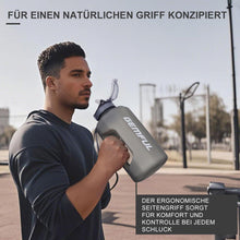 2,2L Trinkflasche mit Strohhalm und Tragegriff - BPA-frei