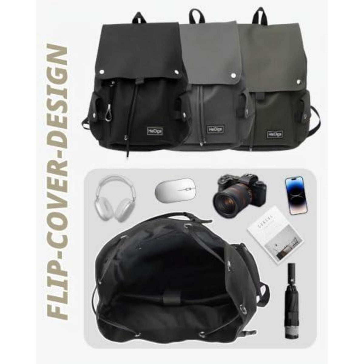 Schulrucksack Mädchen Schwarz Wasserdicht in Lederoptik
