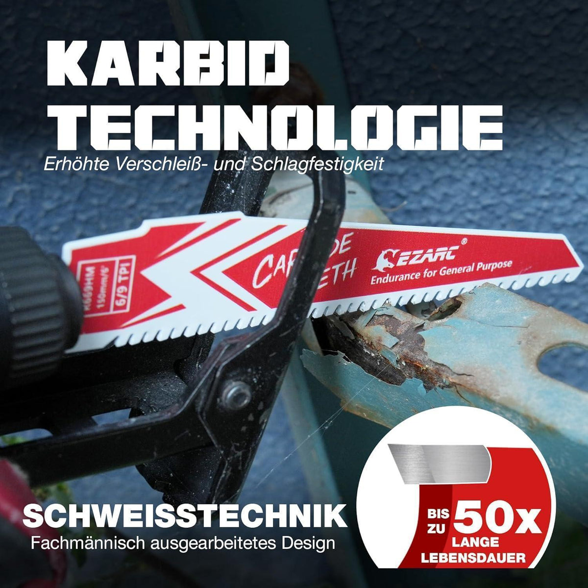 Hartmetall-Säbelsägeblätter 225mm 6/9 TPI für Holz & Metall