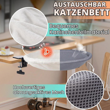 Katzenbett für Schreibtisch, drehbar & höhenverstellbar, beige