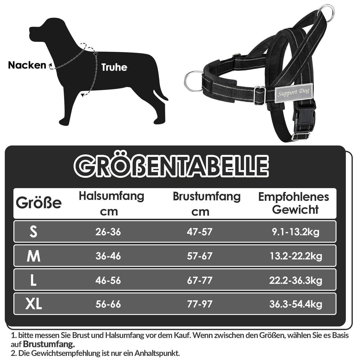 Hundegeschirr Fleece Schwarz L – 360° Drehung & Reflektierend