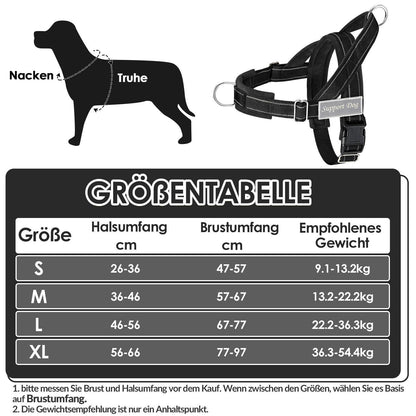 Hundegeschirr Fleece Schwarz L – 360° Drehung & Reflektierend