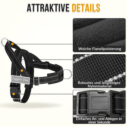 Hundegeschirr Fleece Schwarz L – 360° Drehung & Reflektierend