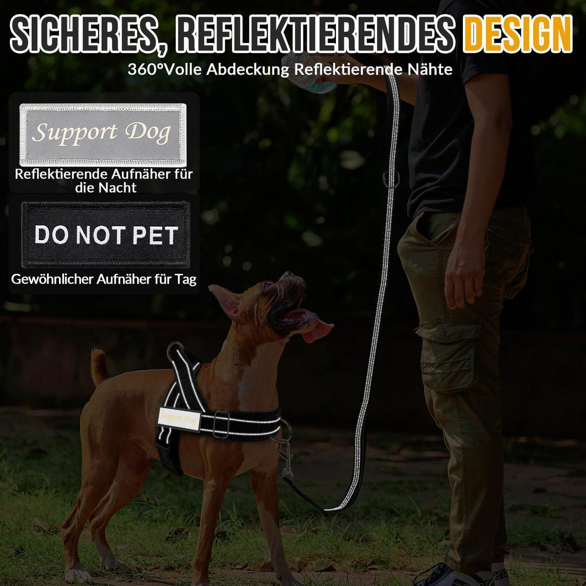 Hundegeschirr Fleece Schwarz L – 360° Drehung & Reflektierend