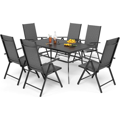 Gartenmöbel Set 6 Stühle & Tisch 152x90cm verstellbar wetterfest
