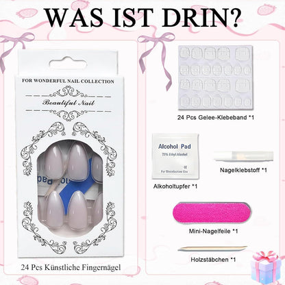 24 Press on Nails Mandel Rosa Weiß Farbverlauf Künstliche Nägel