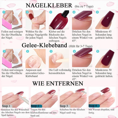 24 Press on Nails Mandel Rosa Weiß Farbverlauf Künstliche Nägel