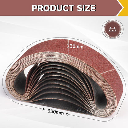 Schleifbänder 30x330 mm Körnung 60 (10 Stück) für Bandschleifer