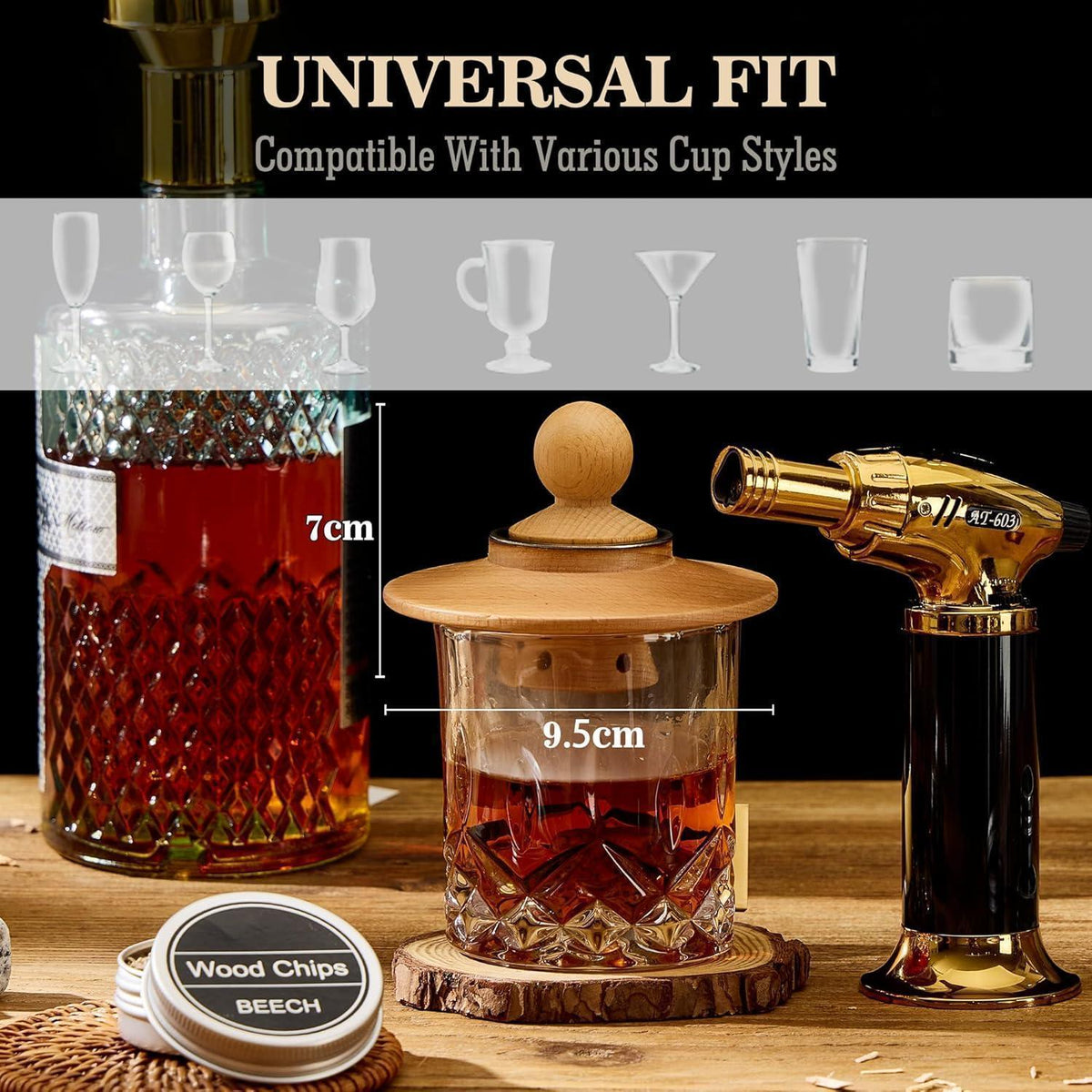 Whisky Smoker Set mit Steinen & Taschenlampe – Geschenk für Männer