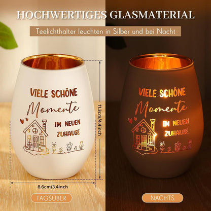 Windlicht aus Glas mit Gravur "Viele schöne Momente"