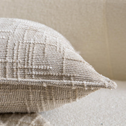 2x Chenille Kissenbezug 30x50 cm Taupe - Weiche Boho Deko