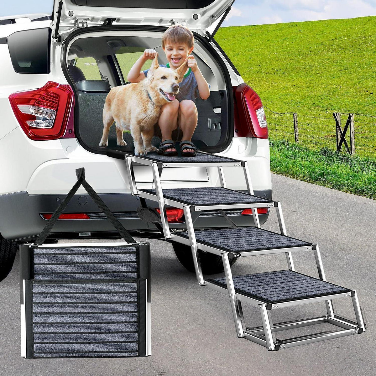 Hundetreppe Auto Klappbar – Extra Breit & Rutschfest (100 kg)